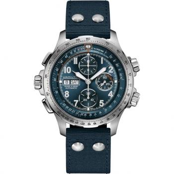 Hamilton Khaki Aviation X-Wind Automatic Chronograph Men's Watch with Blue Fabric Strap 45mm