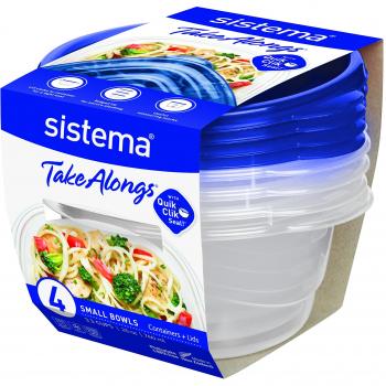 Sistema - Recipiente de almacenamiento de alimentos, transparente con tapa azul, 760 ml