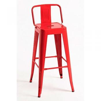 Pack 4 Taburetes Altos Torix con Respaldo Color Rojo en Acero Reforzado