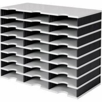 Organizador Styrodoc A4 con 24 compartimentos en color negro/gris