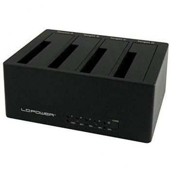 LC Power LC-DOCK-U3-4B - Estación de Acoplamiento para Disco Duro con soporte para discos duros SATA de 2.5 y 3.5, conexión USB 3.0, capacidad de