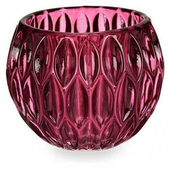 Portavelas Hexagonal de Cristal Rosa Multicolor (11 x 9 x 11 cm)