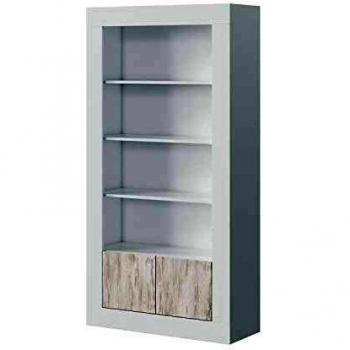Librería moderna blanca Capaldo Baltik con puertas, dimensiones 94 x 35 x 181 cm