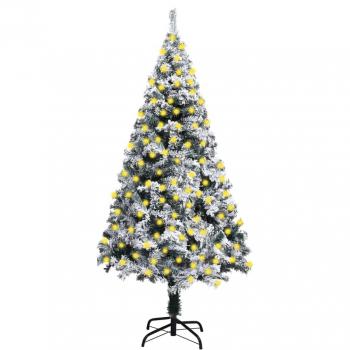 Pre-lit Flocked Snow Green Artificial Christmas Tree 210 cm