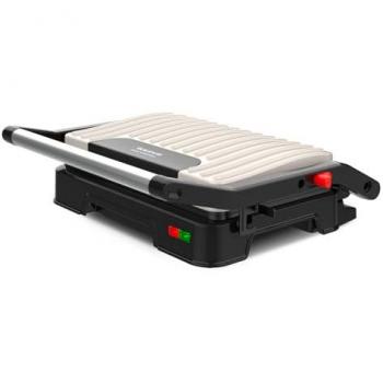 Plancha de Cocina Eléctrica Taurus My Grill Vintage Crema 1000W con Apertura 180º, Placas Antiadherentes y Recoge Grasas Extraíble