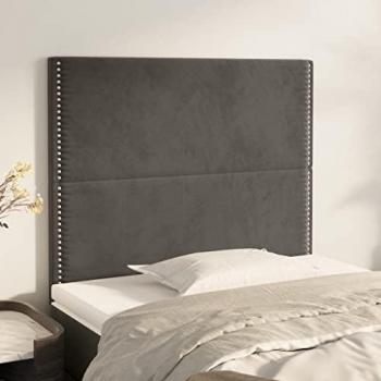 Cabeceros de terciopelo gris oscuro 2 unidades 100x5x78/88 cm