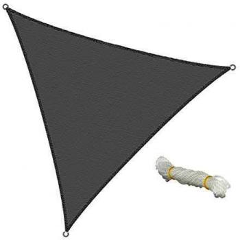 Vela de Sombra Triangular 3,6x3,6 m Gris 100% HDPE con Protección UV e Incluye Cables Tensores