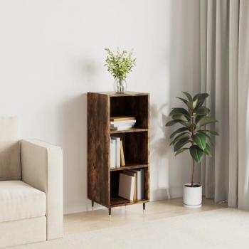 Aparador de madera de ingeniería 34,5x32,5x90 cm en roble ahumado, mueble de almacenaje para salón, buffet, armario auxiliar y armario de almacenamiento