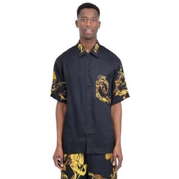 Versace Jeans Couture Black Regular Fit Short Sleeve Shirt for Men