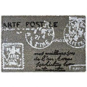 Relaxdays – Felpudo con diseño de Carta Postal para la Entrada de su hogar Hecho de Fibras de Coco y PVC con Medidas 40 x 60 cm Antideslizante Elemento Decorativo, Color Gris