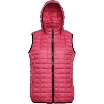 Chaleco con capucha y cremallera en forma de panal para mujer - Modelo 2786 TS24F - Rojo