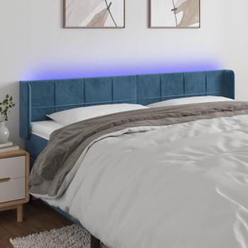 Cabecero con LED de terciopelo azul oscuro 163x16x78/88 cm Vidaxl Azul