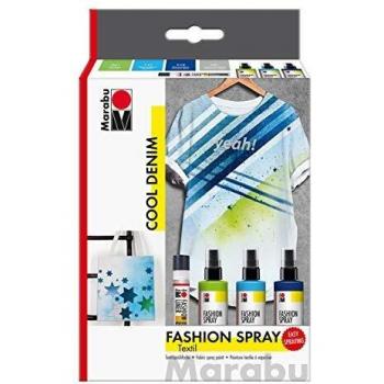 Set de pintura textil en spray Marabu COOL DENIM 3x100ml