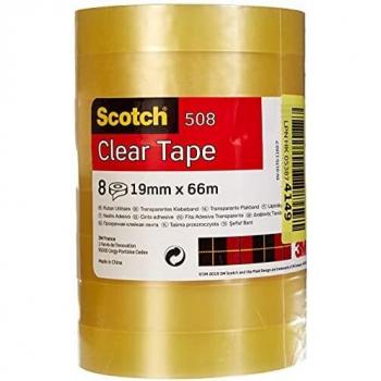 Scotch 508 Cinta transparente 8 cintas, 19 mm x 66 m, transparente