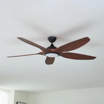 Ventilador de techo LED Omendo, negro, DC, silencioso y regulable