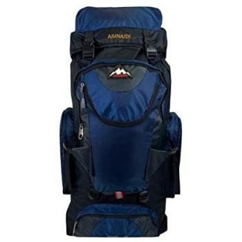 Mochila Impermeable de Senderismo y Trekking 76L para Hombres y Mujeres - Macuto Negro con Azul