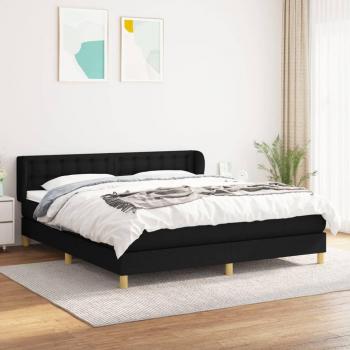 Cama box spring con colchón de muelles en tela negra 180x200 cm