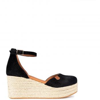 Sandalias de cuña de mujer de serraje