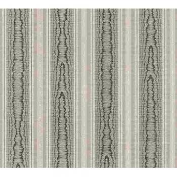 Papel Pintado Vinílico Beige, Blanco y Gris con Rayas Gruesas - 0.53 x 10.05 m