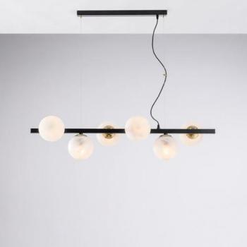 Lámpara de Araña Moderna Adrian 6 Luces E14 Negro Bronce Esferas de Vidrio Soplado