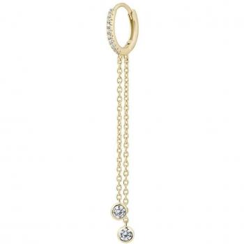 Pendiente piercing aro Nala elaborado en plata de ley 925 con baño de oro amarillo 18k y circonitas