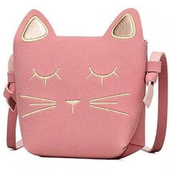 Danolt Bolsos para niñas, Pequeño y lindo gato de dibujos animados Bolso bandolera Bolsos de color rosa Bolso para 3-12 años de edad, niñas Festival de cumpleaños Regalo