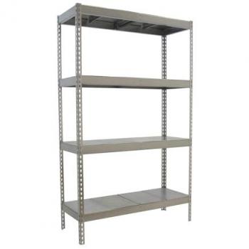 Estantería Industrial ECOFORTE 1206-4 Metal Galva/Galva, dimensiones 2000x1200x600 mm, capacidad de carga de 400 kg por punto de flexión, con 4 estantes, ideal