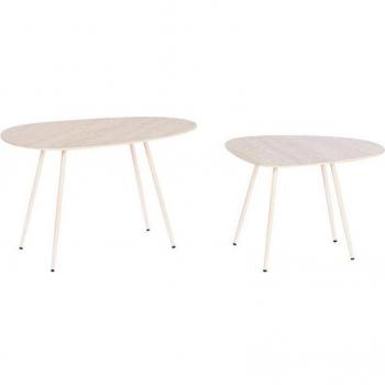 Set de 2 mesitas auxiliares de metal y cerámica 56x40x40 cm