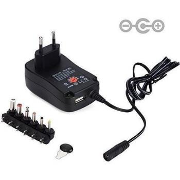 Prosensor® 30W Voltaje Multi cargador universal de la CA 100V a 240V de entrada / DC 3v 4.5v 5v 6v 7.5v 9v 12v de salida Plug-in adaptador de viaje con conmutación CC 6 Consejos y USB 5V 2.1A puerto