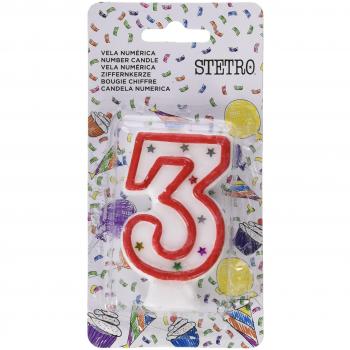 Vela Decorativa para Celebración de Cumpleaños Número 3