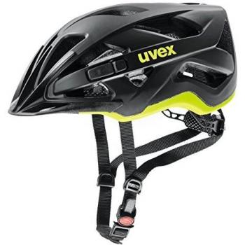 Uvex Active CC Casco Ciclismo, Unisex Adulto, Negro/Amarillo Mate, 52-57
