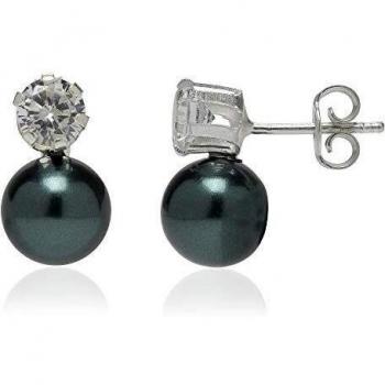 Córdoba Jewels | Pendientes en Plata de ley 925 diseño Tú y Yo Perla Zirconitas 4mm y 6mm