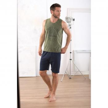 Massana - PIJAMA MASSANA SIN MANGAS 100% ALGODÓN - OLIVA, L
