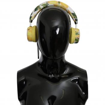 Dolce & Gabbana White Yellow Lemon Print Headset Headphones