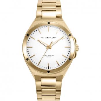 Reloj Viceroy Dress para Hombre 41141-07 - Caja y Brazalete de Acero IP Dorado, Esfera Blanca, Resistencia al Agua 5 ATM