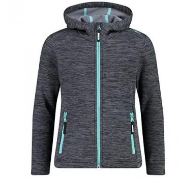 CMP Girls' Softshell Hiking Jacket with Fixed Hood - Size 128, Titanium Melange