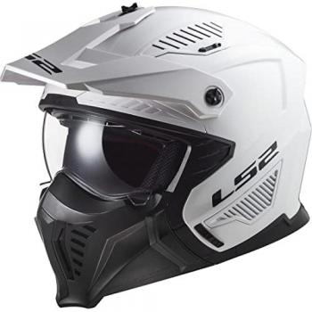 LS2 Casco Jet OF606 Drifter Sólido Ultraligero con Visor Solar y Cierre Micrométrico, color blanco, tamaño L