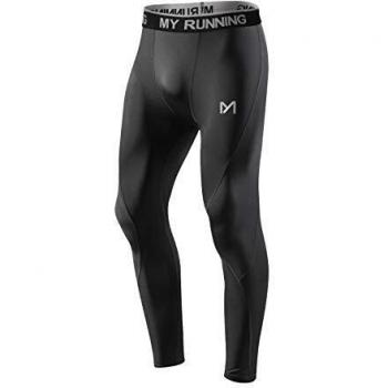MEETYOO Leggings Hombre, Compresión Secado Rápido Pantalones Deporte Mallas Largas para Running Fitness Yoga, Negro-1, M