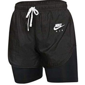 NIKE W Nk Air 2in1 Short 2 In 1, Mujer, Black/White/Reflective silv, XS