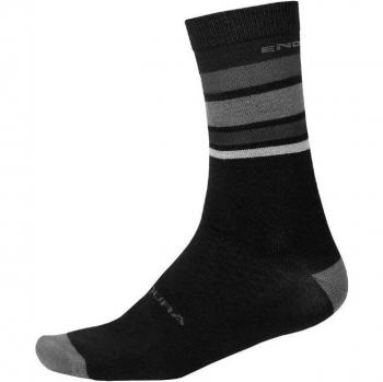 Endura BaaBaa Merino Stripe Cycling Socks - Black/Grey - Size L-XL