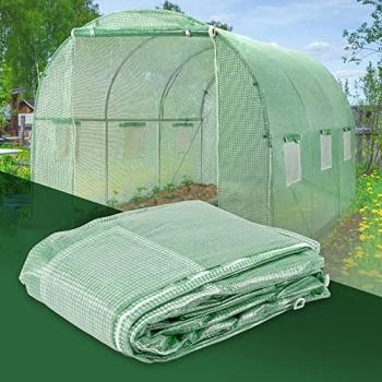 Malla de Repuesto para Invernadero de Jardín ECD Germany 300x200x200cm 6m² Verde con Cremallera y 6 Ventanas, Cubierta con Techo Arqueado Ideal para Cultivo