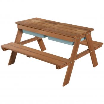 Mesa de Picnic Infantil Outdoor Deluxe con 2 Bacs de Juego, Resistente a Intemperies, para 4 Niños
