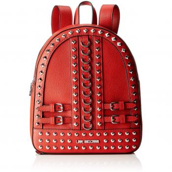 Love Moschino - Borsa Pebble Grain Pu, Bolsos mochila Mujer, Rojo