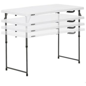 Lifetime 4' Folding Table - White, Portable, Lightweight, Durable Resin Surface, Steel Frame, Easy to Clean, Indoor/Outdoor Use