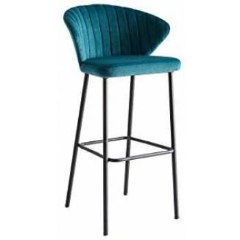 Taburete de bar moderno terciopelo azul petróleo 78 cm DALLY