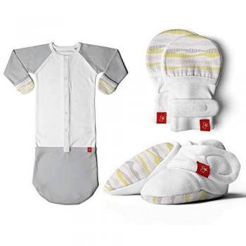 Goumi Kids Newborn Baby Mittens, Booties & Sleep Sack Pajamas Bundle, Organic, Soft & Adjustable