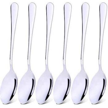 Qinglele Juego de 6 cucharas de 304 acero inoxidable, cuchara sopera, cuchara de cena, 8,1 pulgadas.