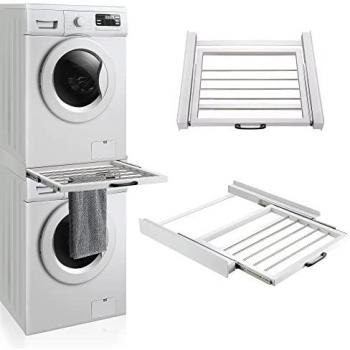 Marco de Instalación Universal con Toallero para Lavadoras y Secadoras - Soporte Blanco con Piano Extraíble