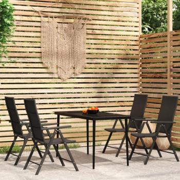 vidaXL 5-Piece Black Garden Dining Set