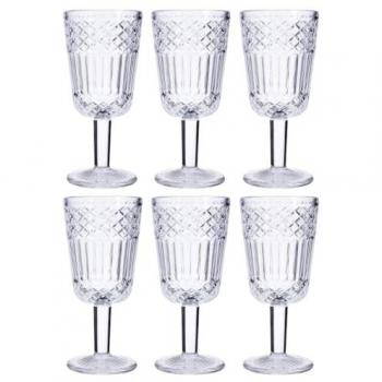 Set de 6 Copas de Vidrio Medina 28,5CL Transparente con Relieve, Ecológicas y Recicladas, Fáciles de Limpiar